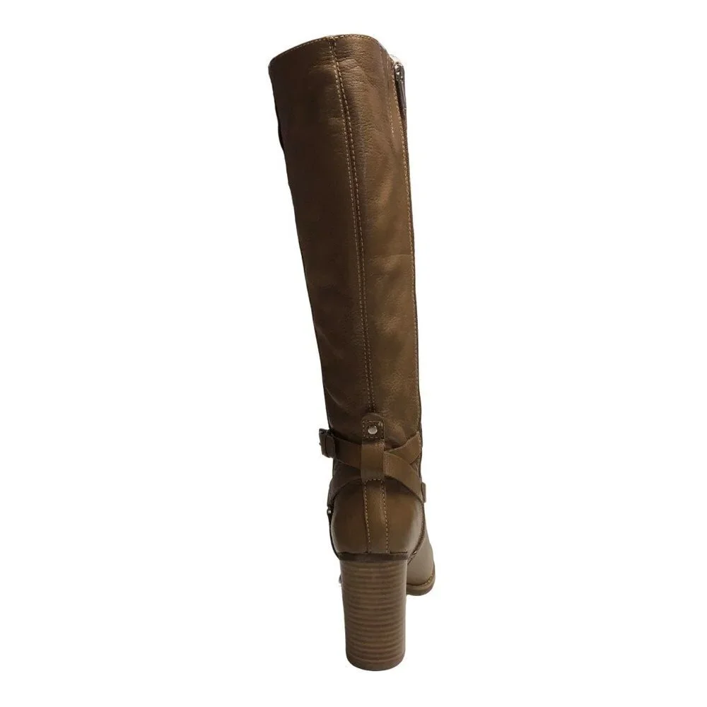 BANDOLINO BD AISEL WOMENS MED TAUPE LEATHER  TALL‎ BOOTS SIZE 10 MNIB